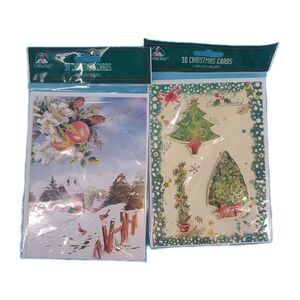 3D Christmas Cards 2pks Of 2 Holiday Festive Classic Greetings Colorful Artsy